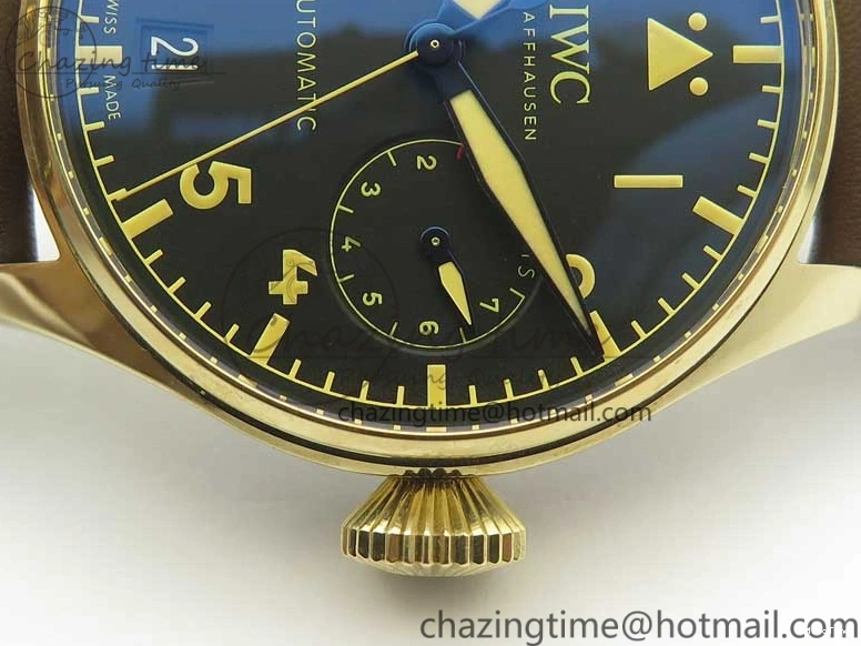 MIROTIME 0405 Big Pilot IW501005 Real Bronze ZF 1:1 Best Edition Black Dial on Brown Leather Strap A Sleek 7192